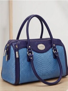 Bodhi New York Genuine Leather Two-Tone Snake
Embossed Satchel Bag